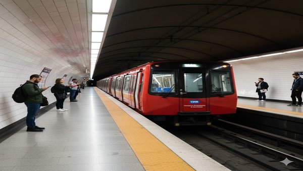 Metro TMB Barcelona en estación subterránea