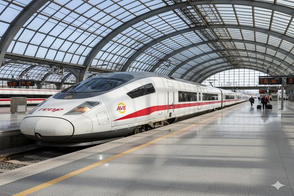 Tren AVE de RENFE en estación española